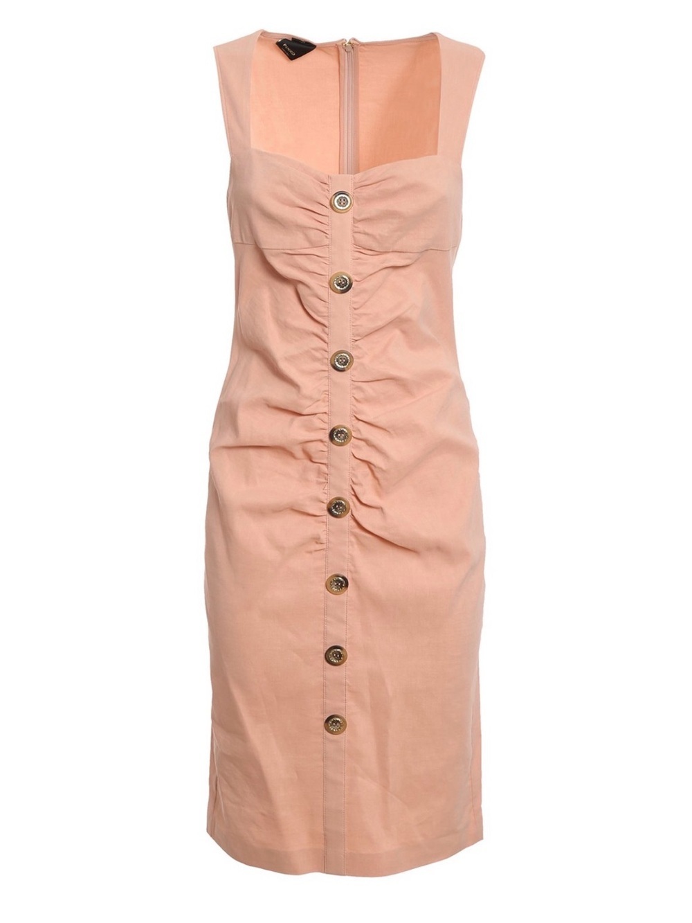 PINKO Ariano Linen Blend Button-Front Midi Dress Blush Pink Made in Italy